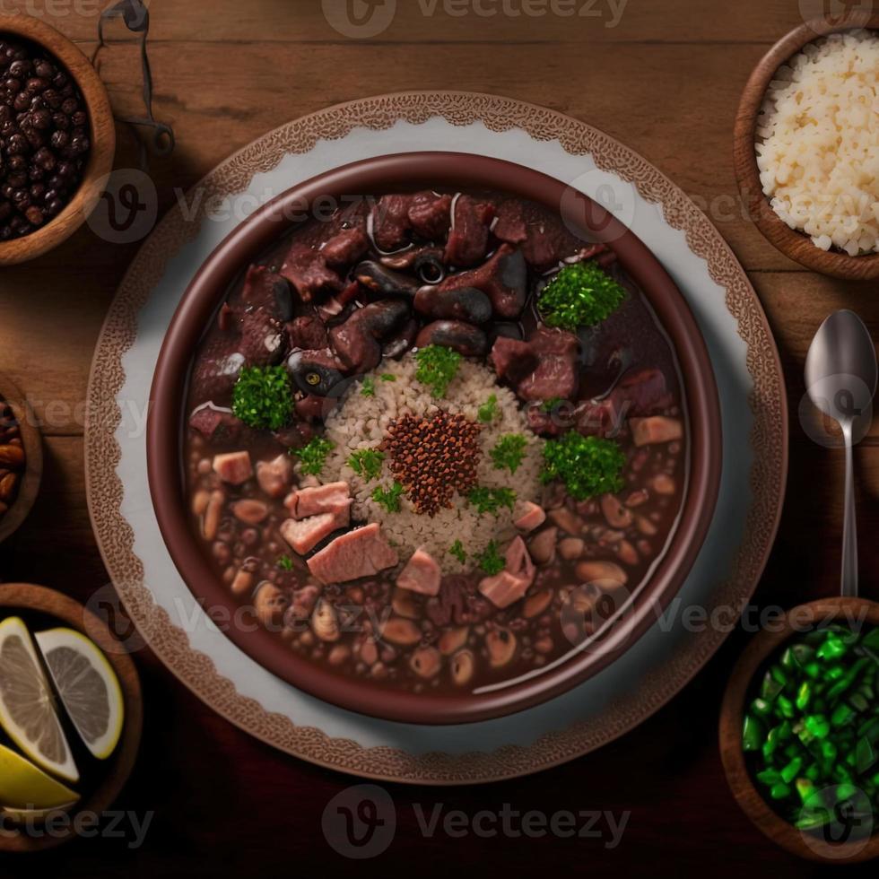 deliciosa comida brasileira de feijoada foto