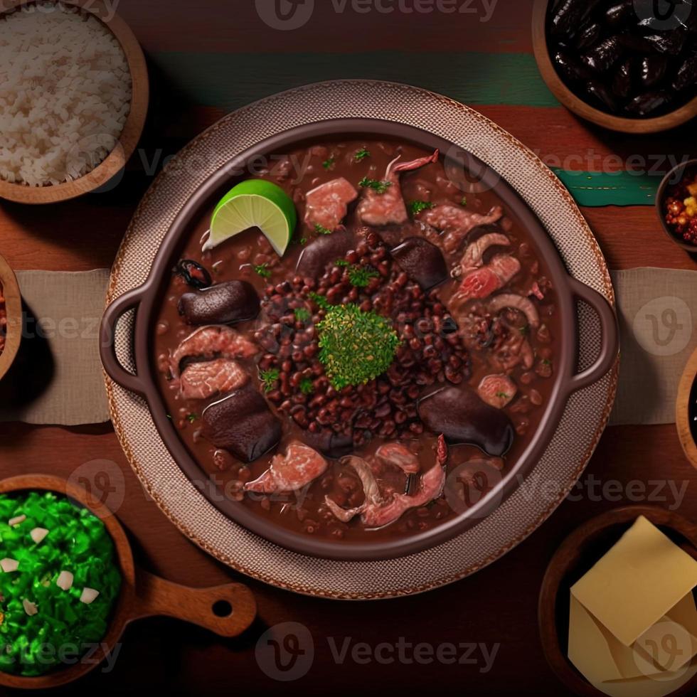 deliciosa comida brasileira de feijoada foto