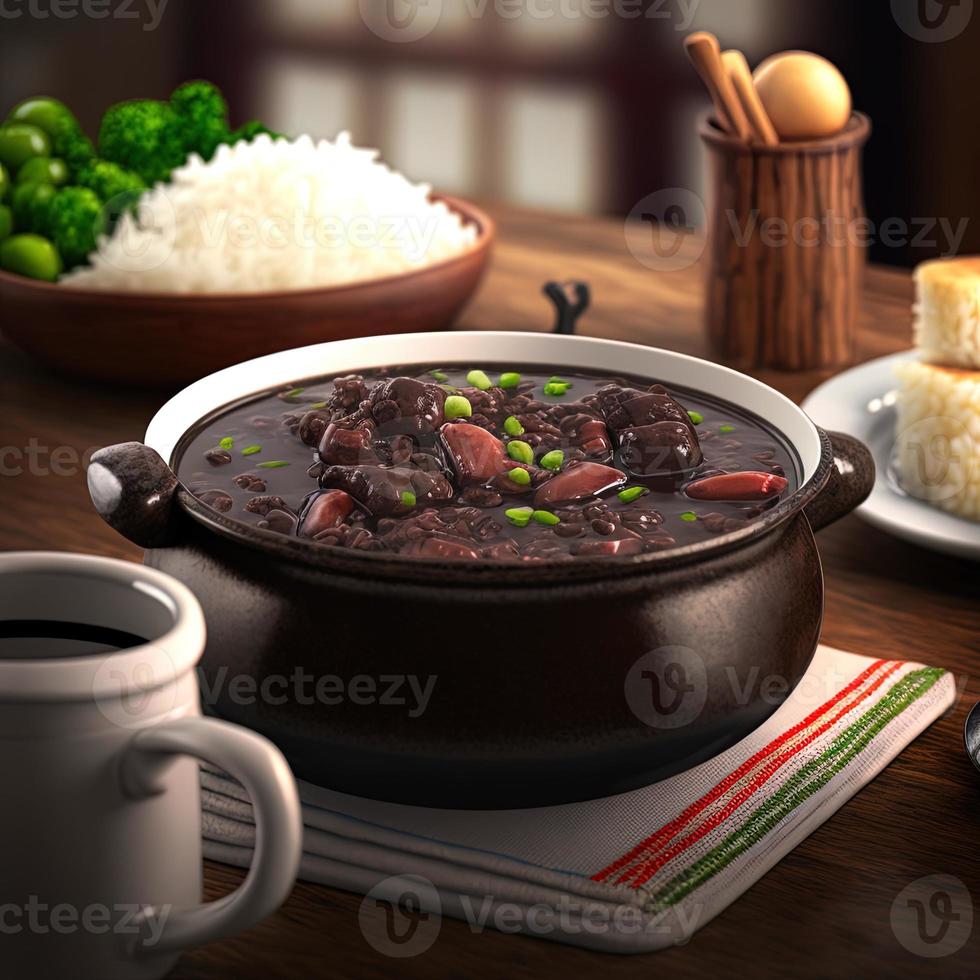 deliciosa comida brasileira de feijoada foto