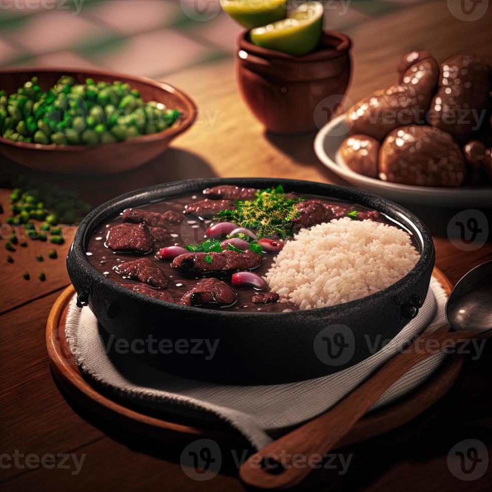 deliciosa comida brasileira de feijoada foto