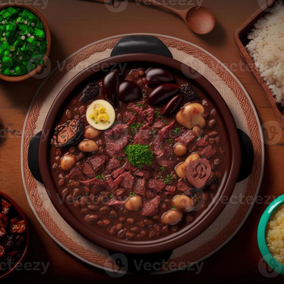 deliciosa comida brasileira de feijoada foto