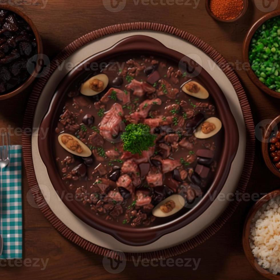 deliciosa comida brasileira de feijoada foto