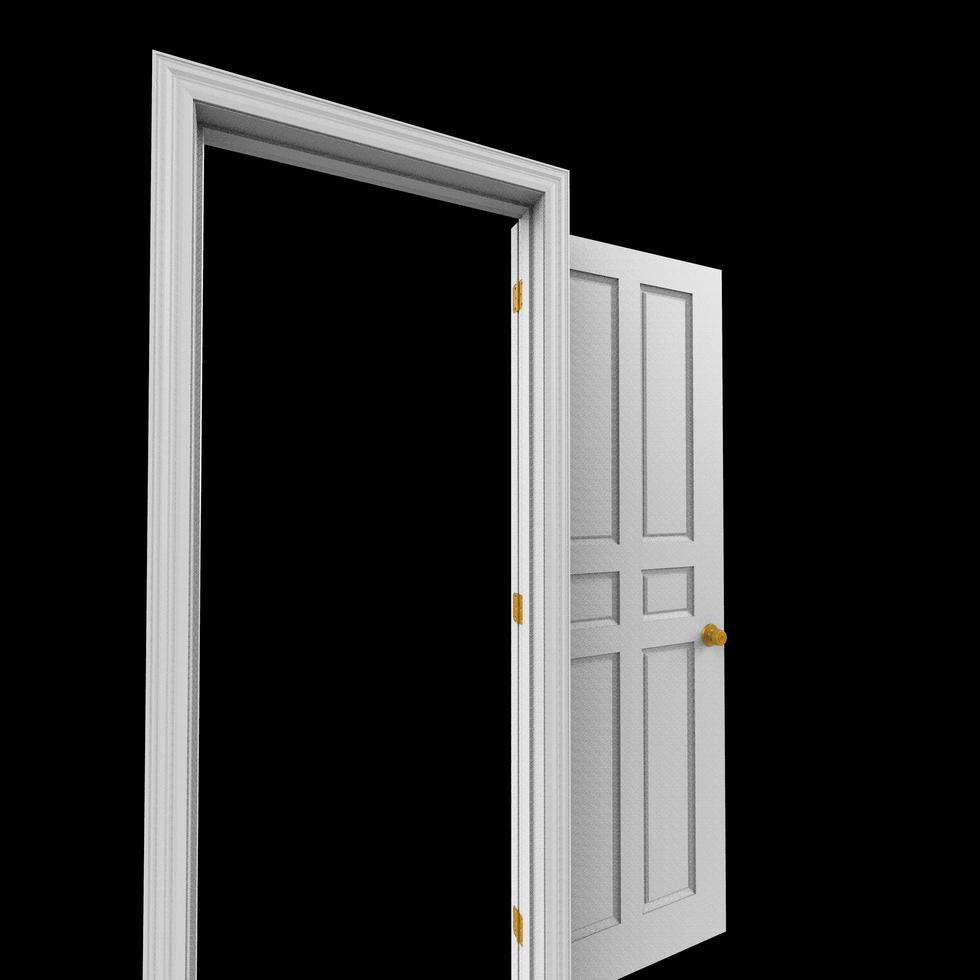 porta isolada aberta renderização de ilustração 3d fechada foto