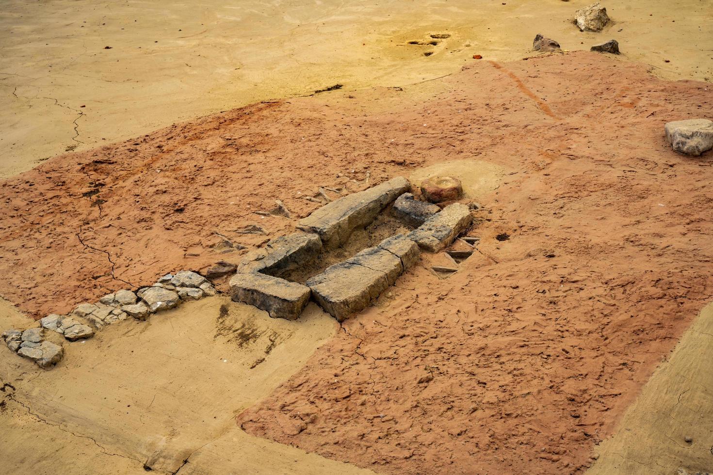 boljetin, sérvia, 2021 - detalhe do museu de lepenski vir na sérvia. é importante sítio arqueológico da cultura mesolítica dos portões de ferro dos balcãs. foto