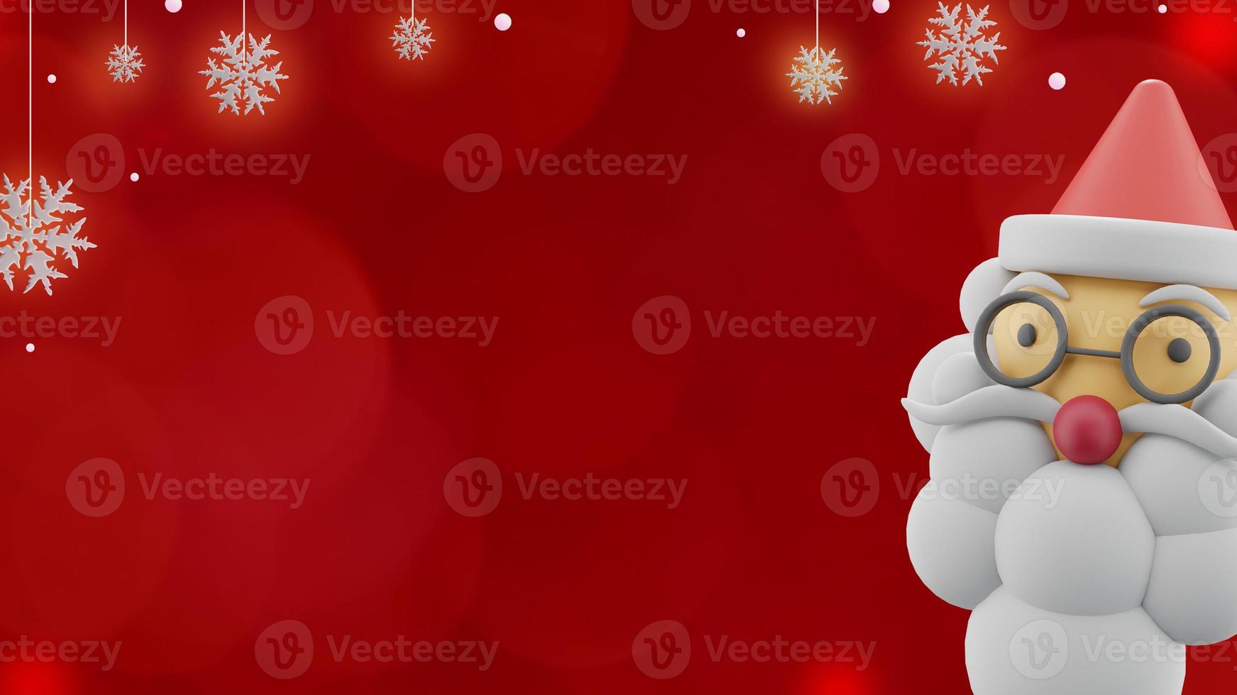 banner de natal em fundo vermelho com papai noel e flocos de neve no espaço da cópia foto