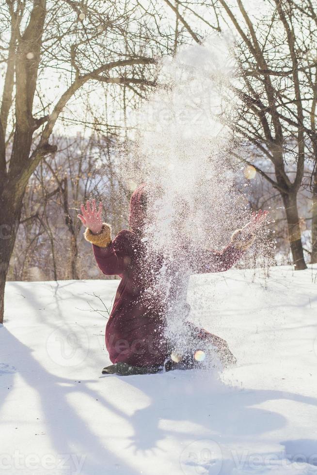 fotografia cênica de flocos de neve caindo foto