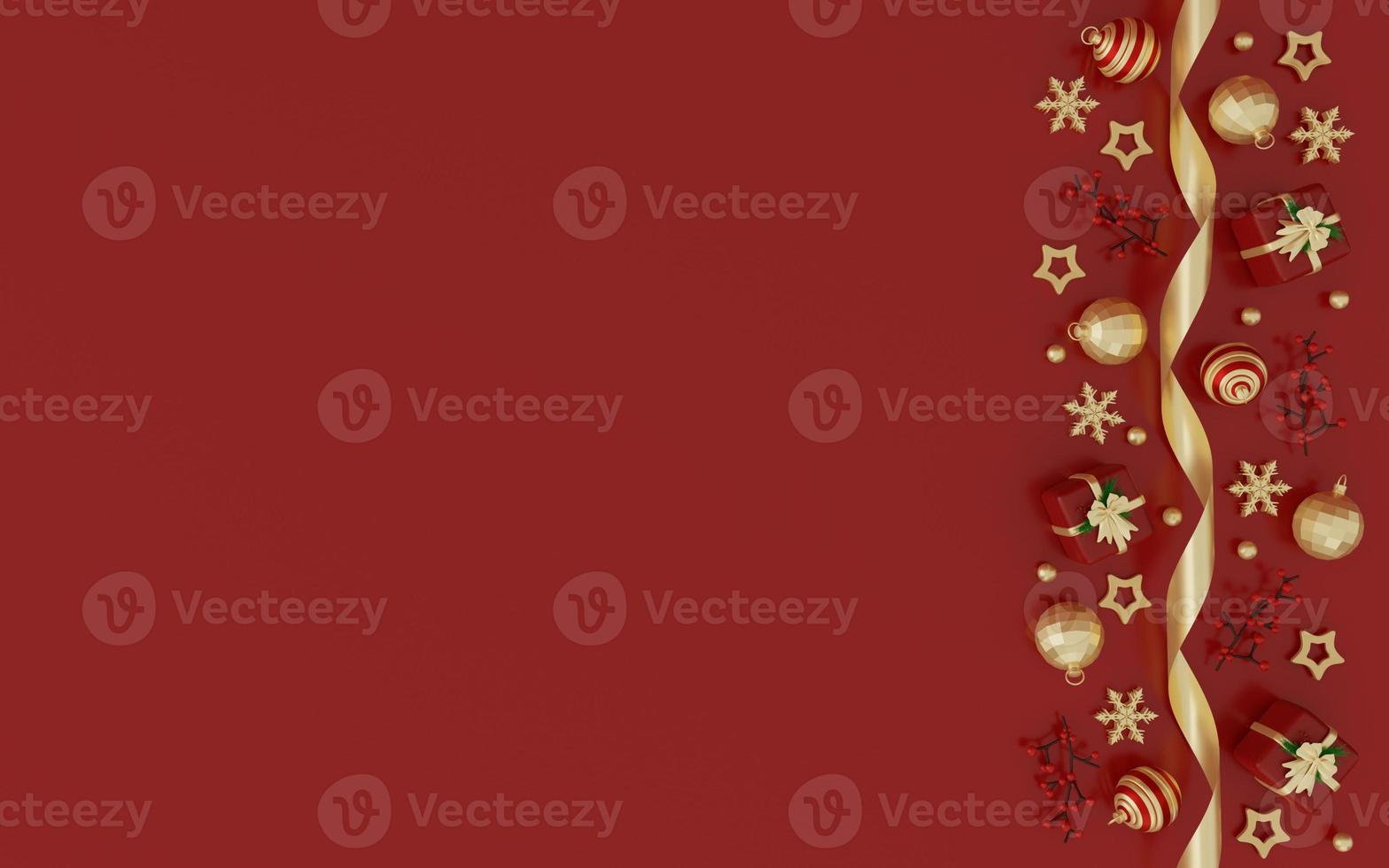 renderização 3D fundo vermelho de natal foto