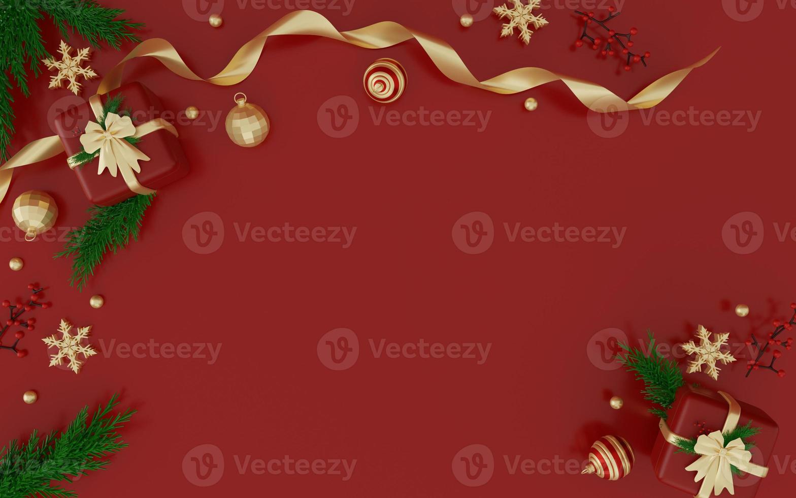 renderização 3D fundo vermelho de natal foto