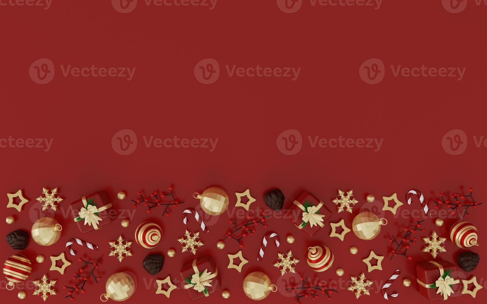 renderização 3D fundo vermelho de natal foto