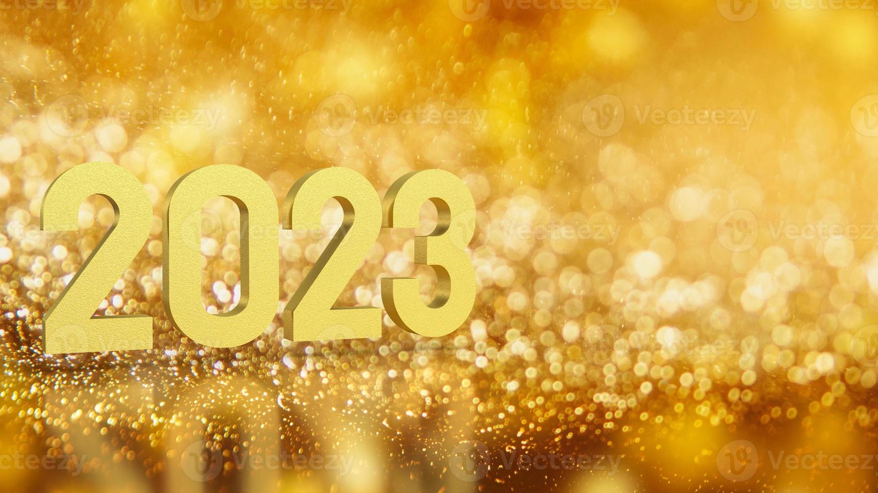 o número de ouro 2023 para renderização 3d do conceito de ano novo ou celebração foto