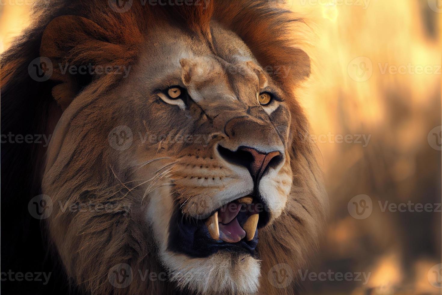 retrato de leão africano na luz quente foto