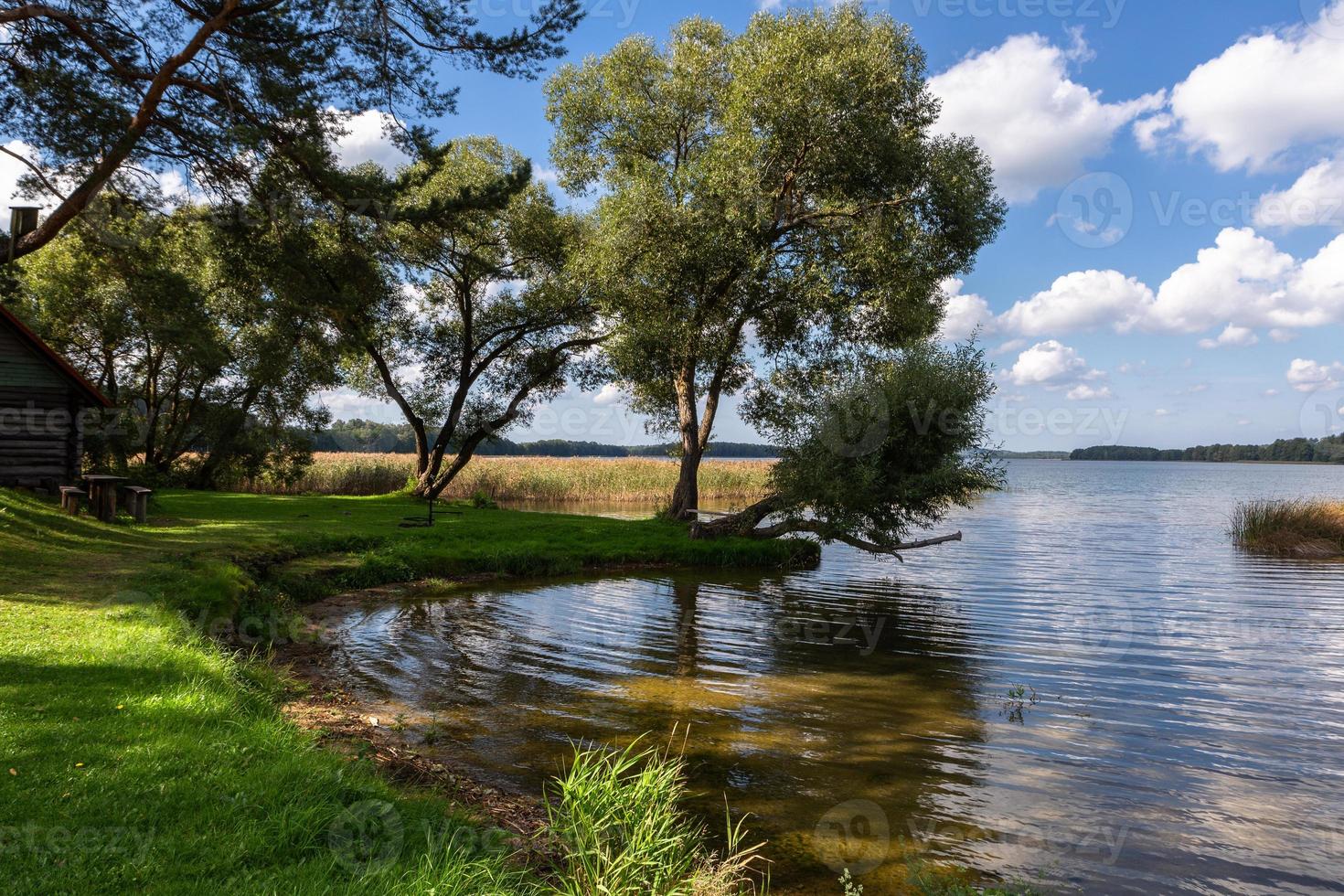 paisagens de verão à beira do lago na lituânia foto