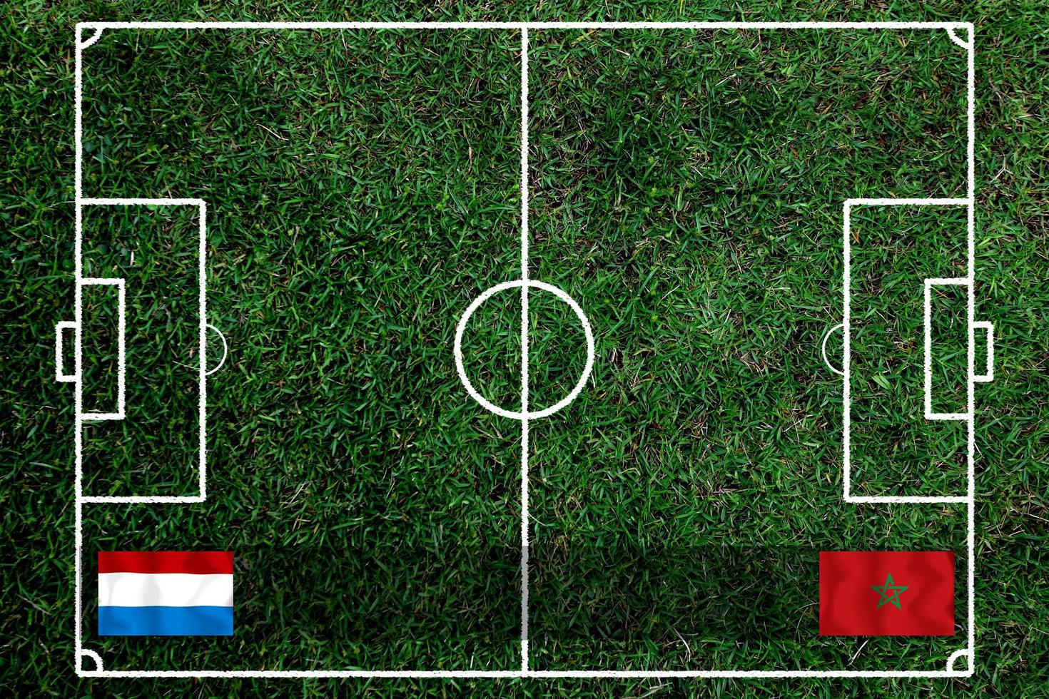 competição da copa de futebol entre os países holandeses e os nacionais marrocos. foto