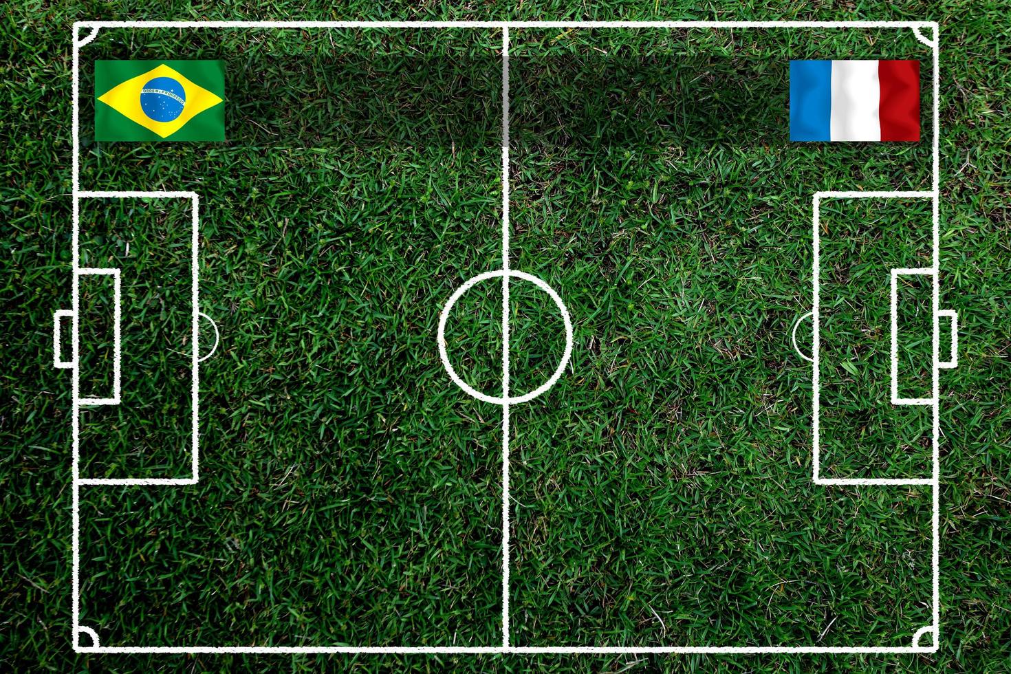 competição da copa de futebol entre a nacional do brasil e a nacional da frança. foto