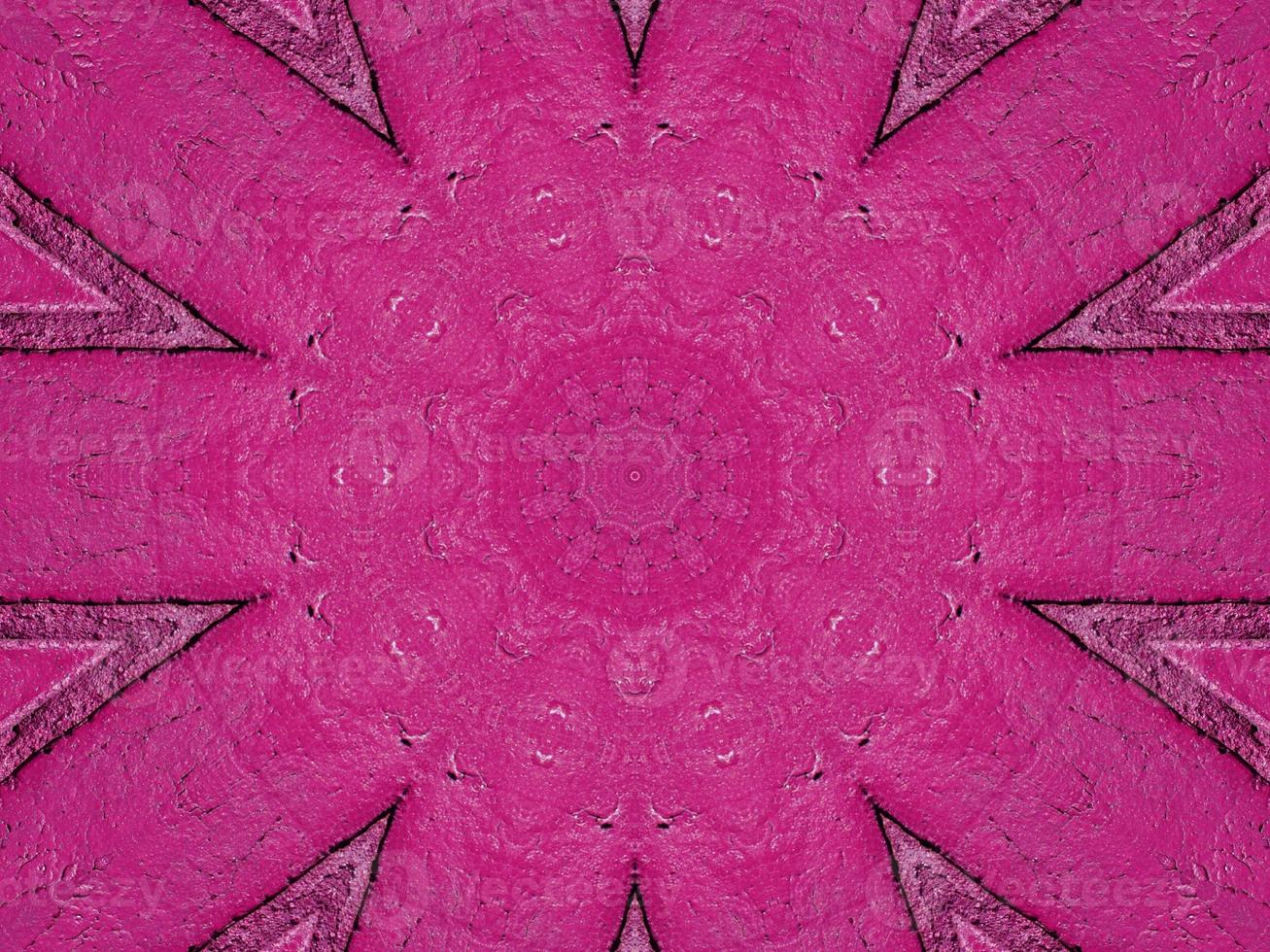 padrão de caleidoscópio de parede de tijolo magenta abstrato fundo simétrico e estético único foto
