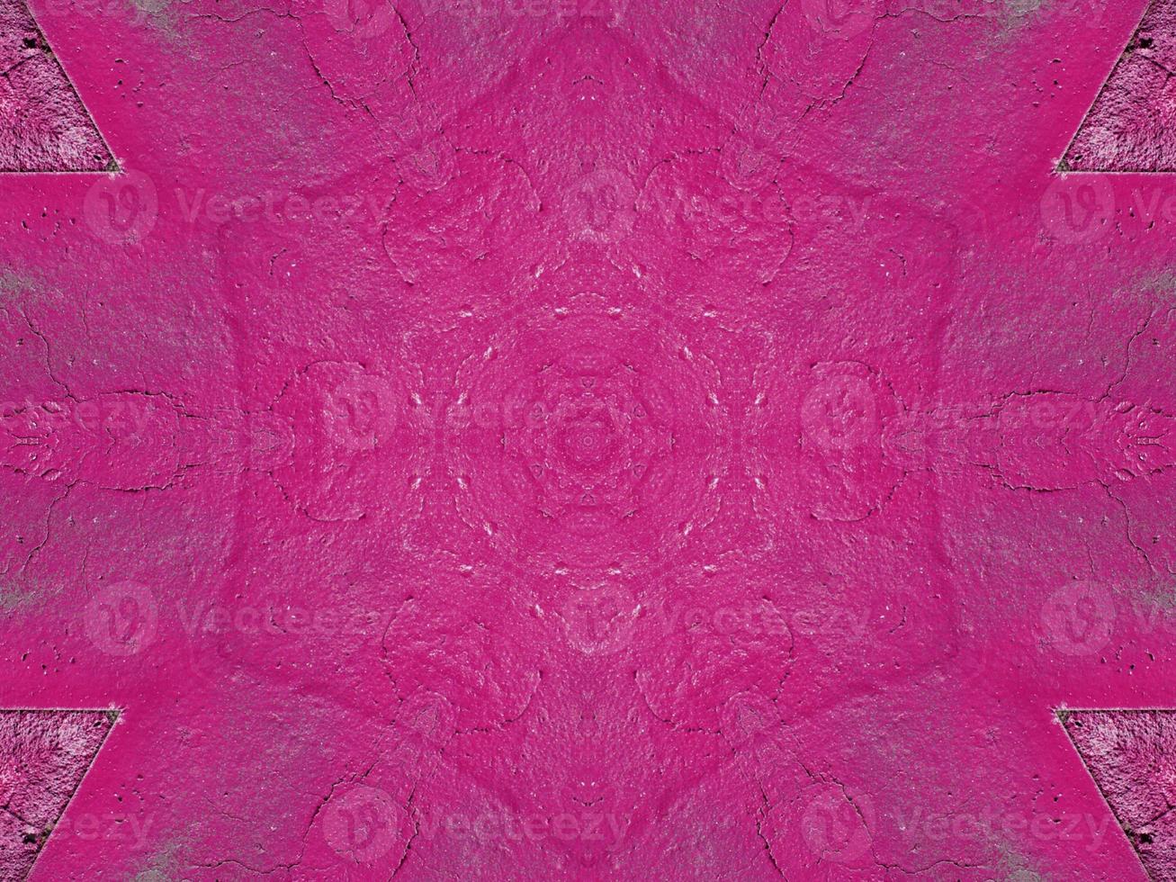 padrão de caleidoscópio de parede de tijolo magenta abstrato fundo simétrico e estético único foto