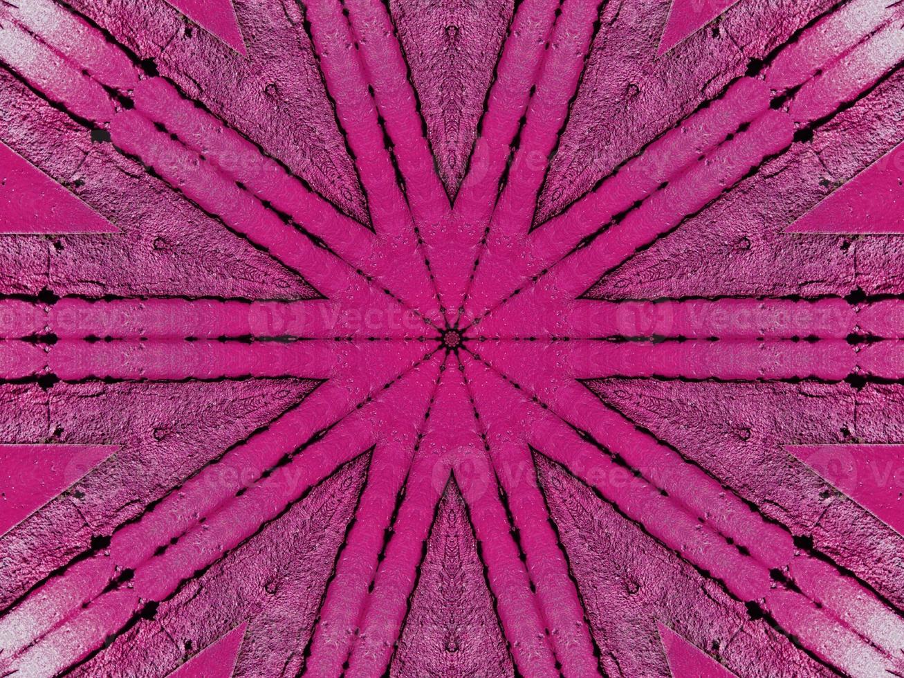padrão de caleidoscópio de parede de tijolo magenta abstrato fundo simétrico e estético único foto