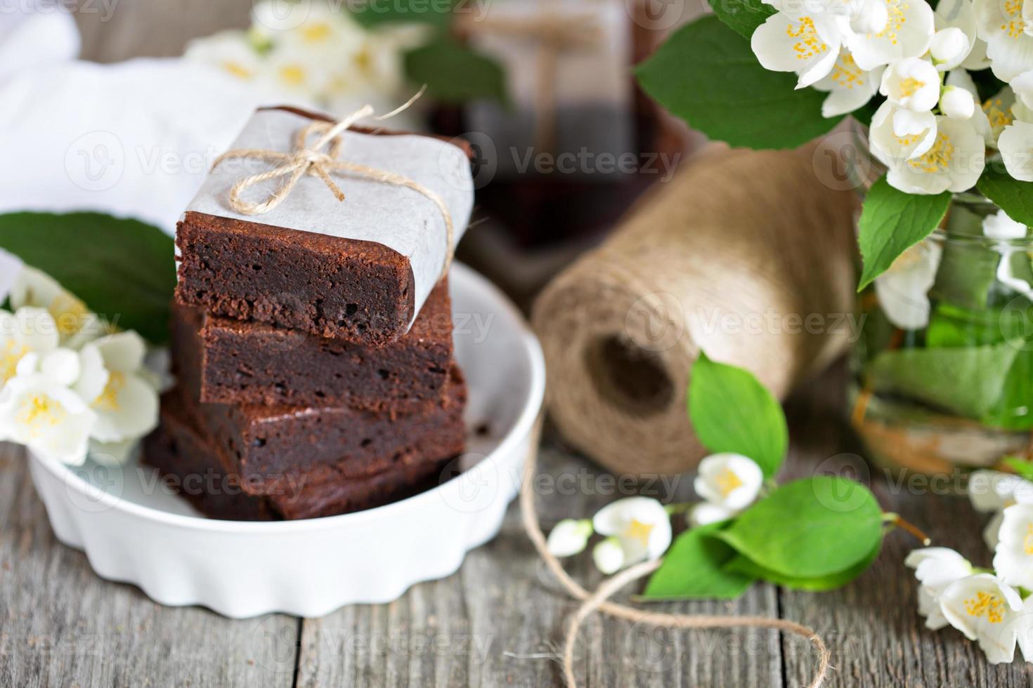 brownies de mascarpone de chocolate foto