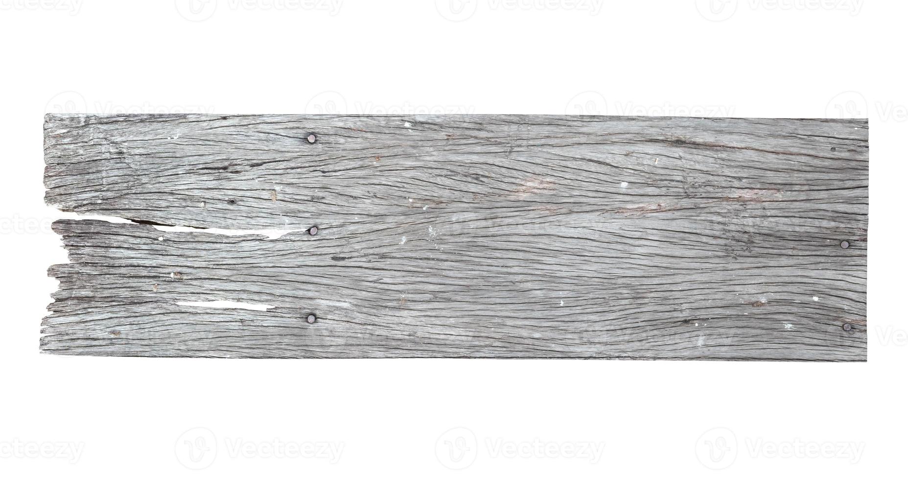 placa de sinal de madeira velha isolada no fundo branco foto