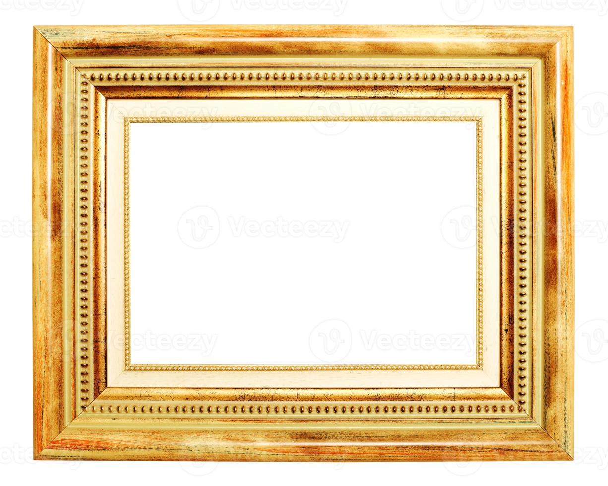 moldura de ouro em fundo branco foto