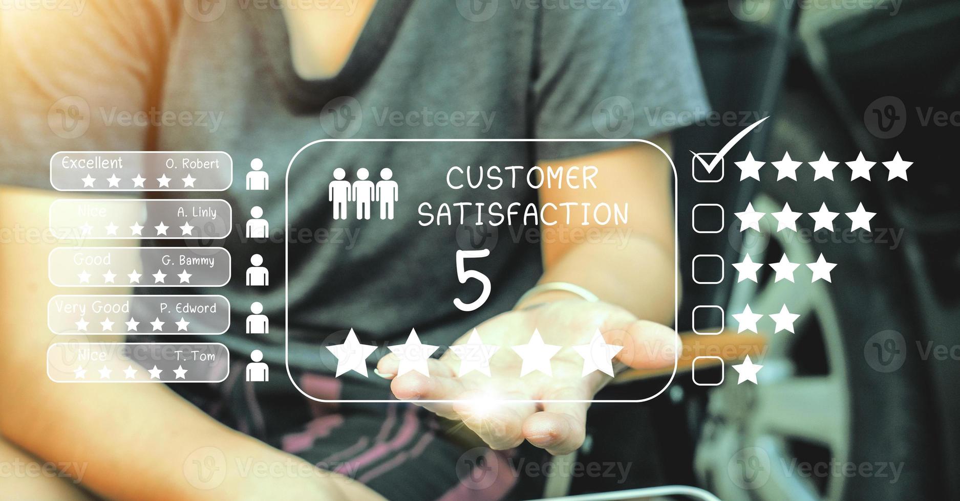 os usuários avaliam a experiência do serviço no conceito de aplicativo online de pesquisa de satisfação do cliente após o uso do serviço. foto