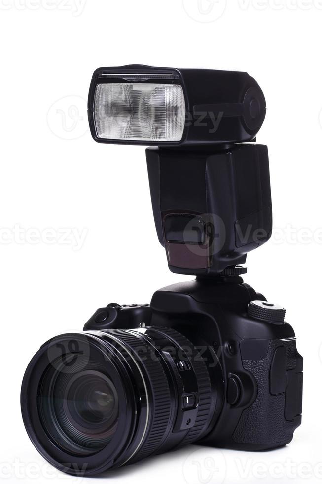 câmera dslr com flash foto