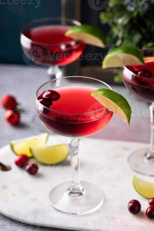 coquetel de vodka com cranberry e limão, ideia de coquetel de natal foto