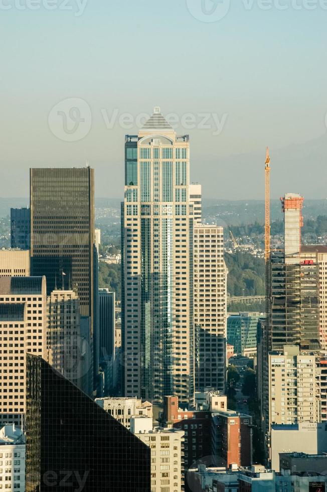 vista aérea do horizonte da cidade de seattle, washington foto