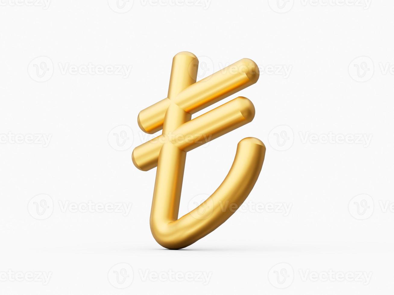 sinal de lira turca de ouro isolado na ilustração 3d de fundo branco foto