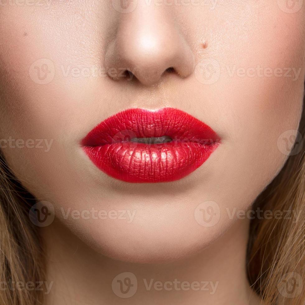 closeup de lábios de mulher foto