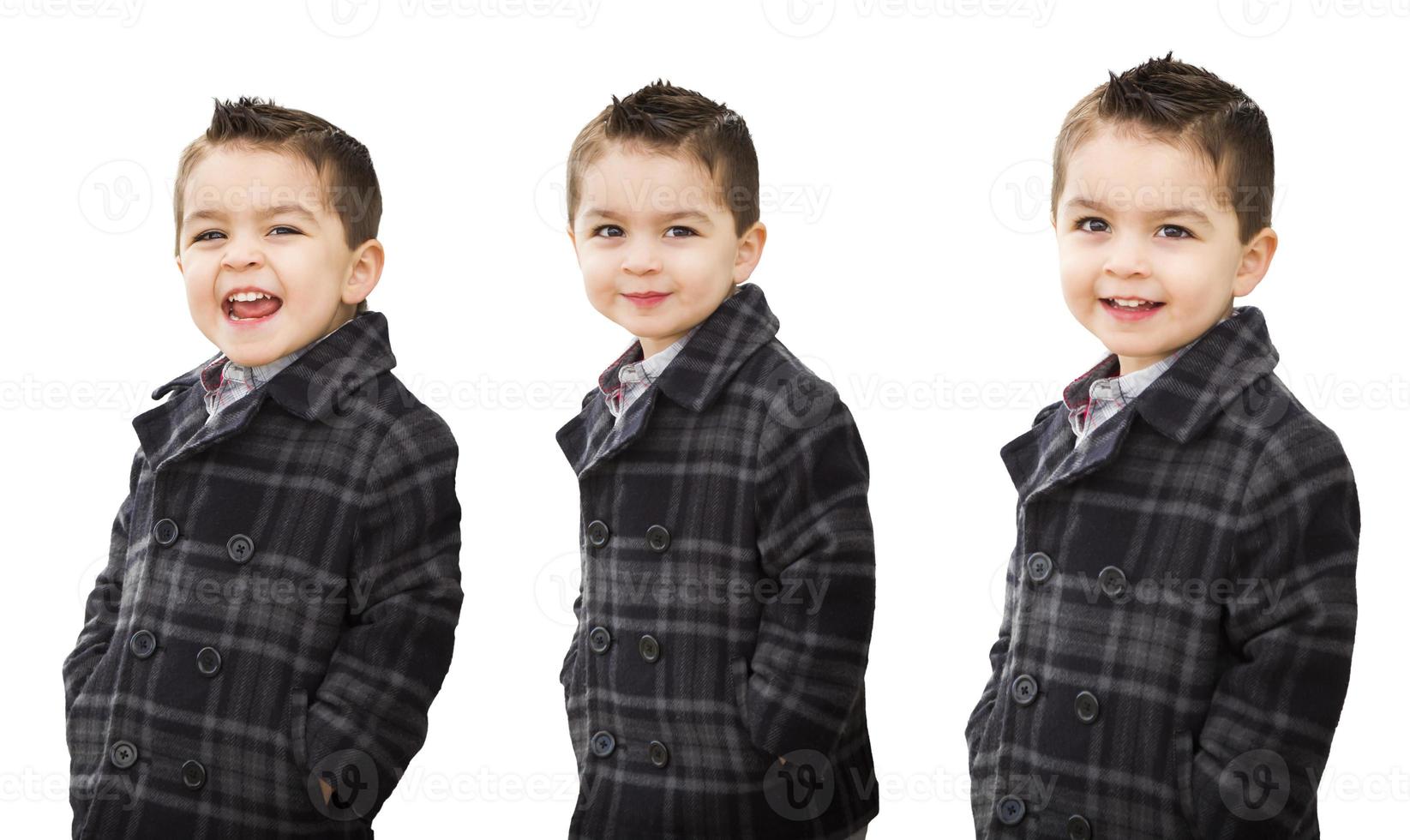 variedade de retrato de menino bonito de raça mista em branco foto