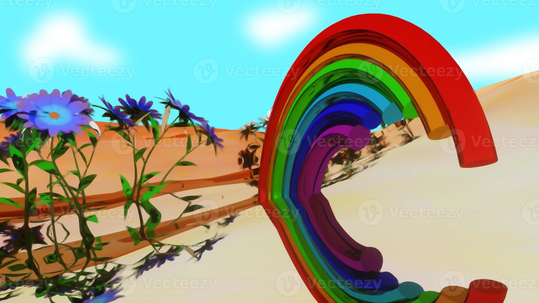 renderização em 3d de vídeo de fundo de alegria de arco-íris foto