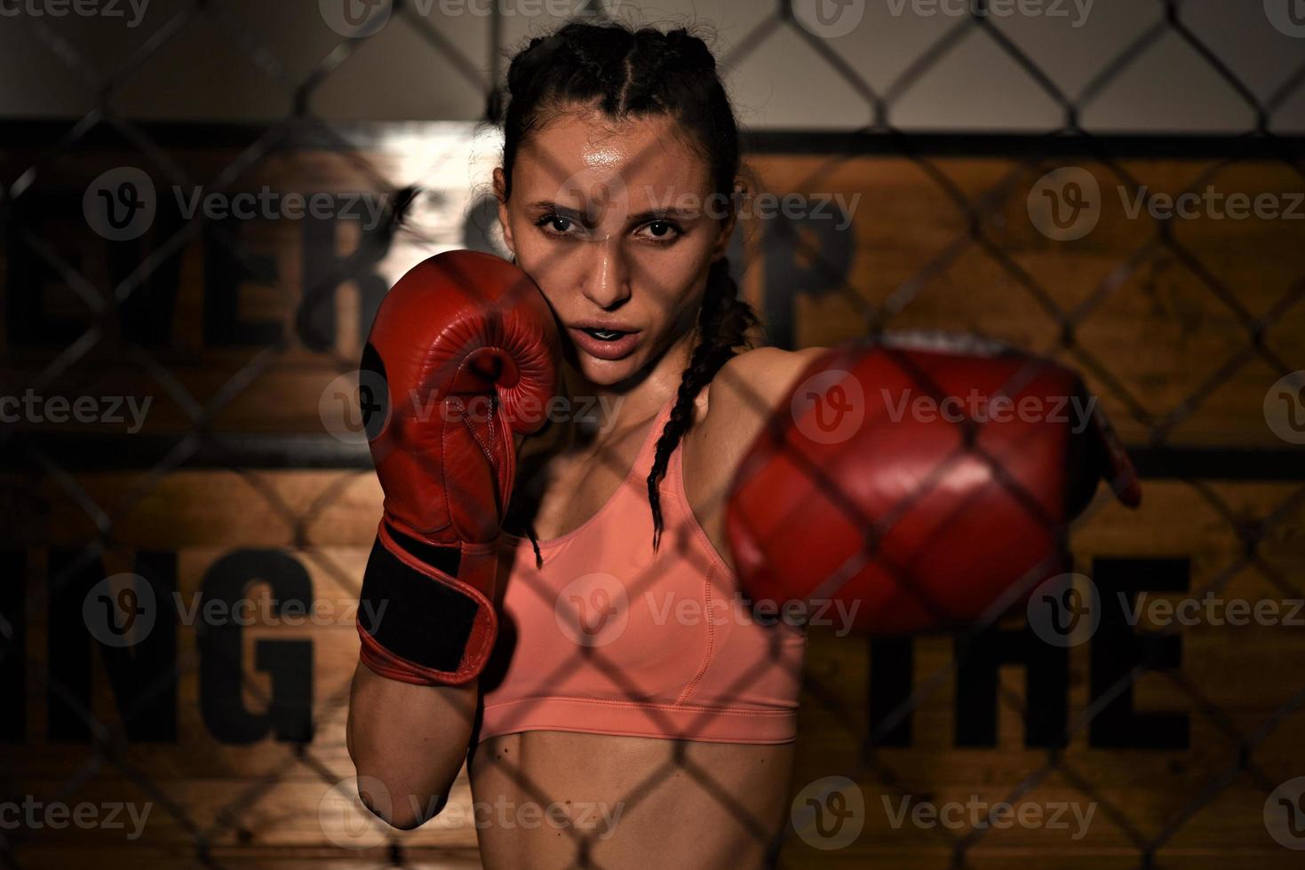 mma mulher lutadora durona pugilista pose bonita exercício treinamento cross fit atleta foto