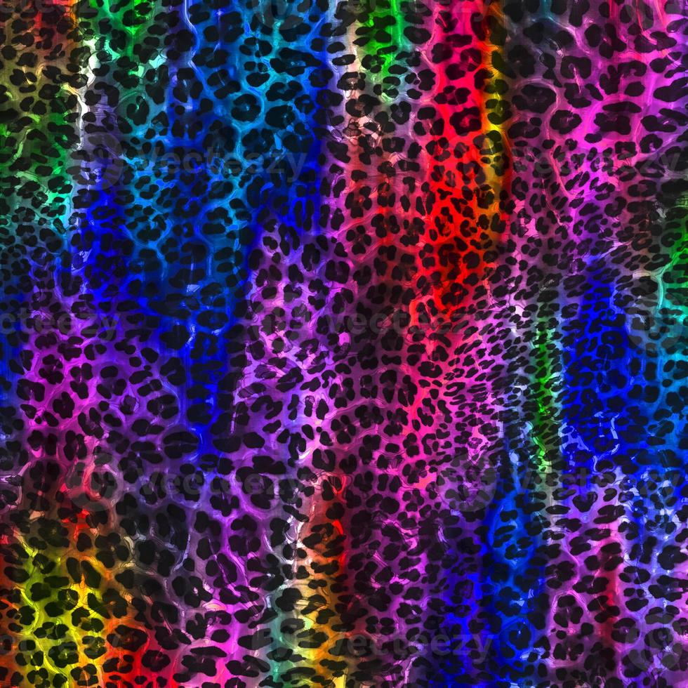 fundo de design de leopardo abstrato, textura de pele animal colorida, tecido de design de leopardo têxtil foto