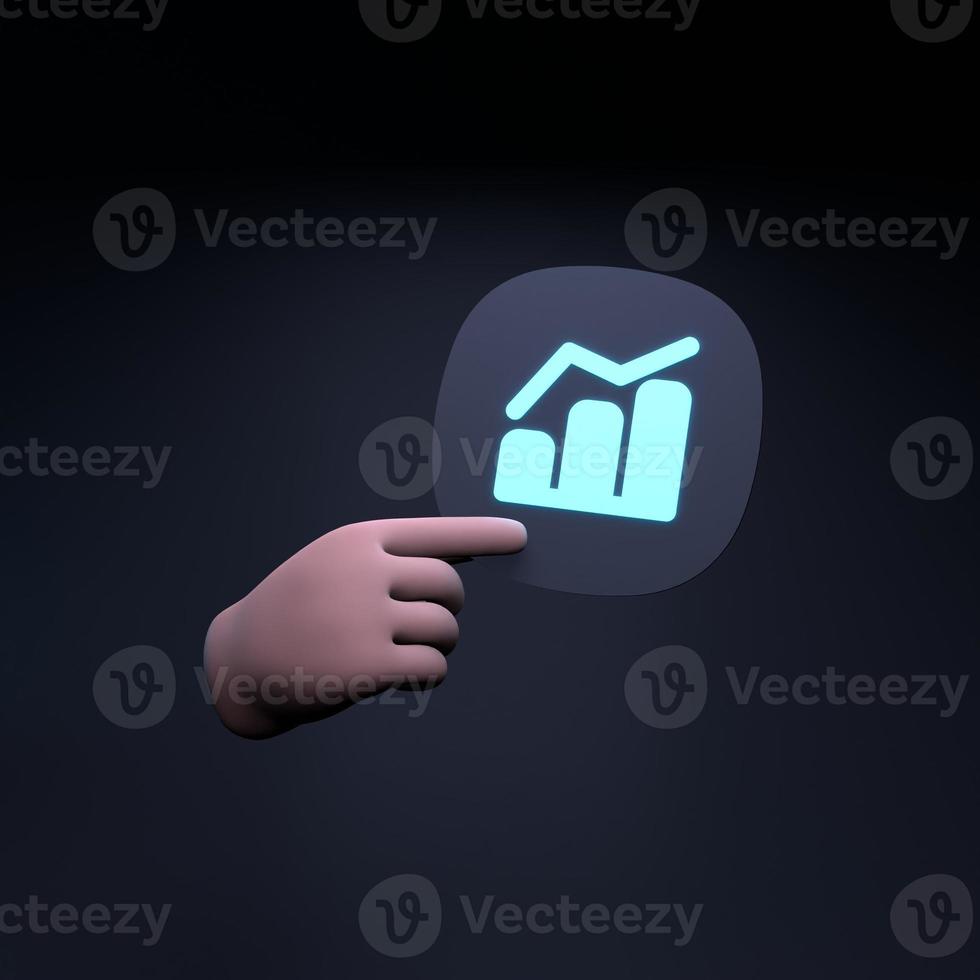 ícone de gráfico de crescimento. ilustração de renderização 3D. foto