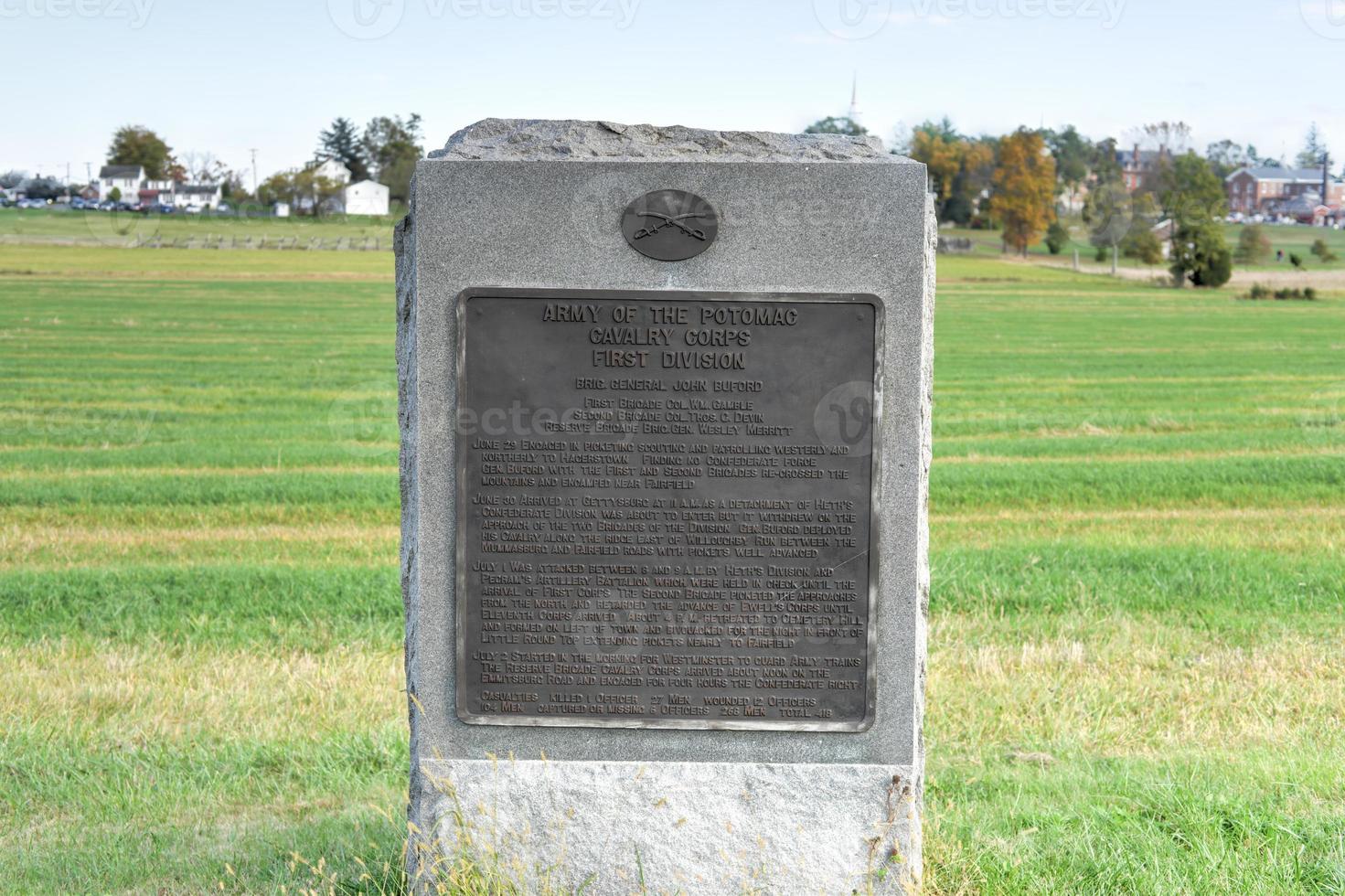 monumento memorial, gettysburg, pa foto