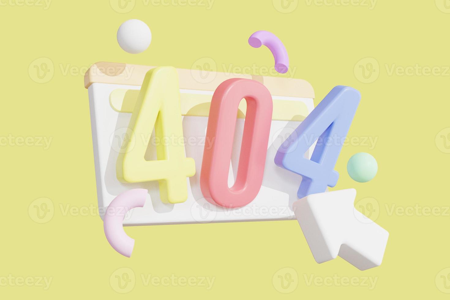 página web 404 em 3D. renderização 3d foto