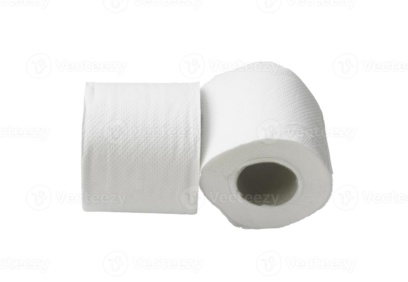 dois rolos de papel de seda branco ou guardanapo isolados no fundo branco com traçado de recorte foto