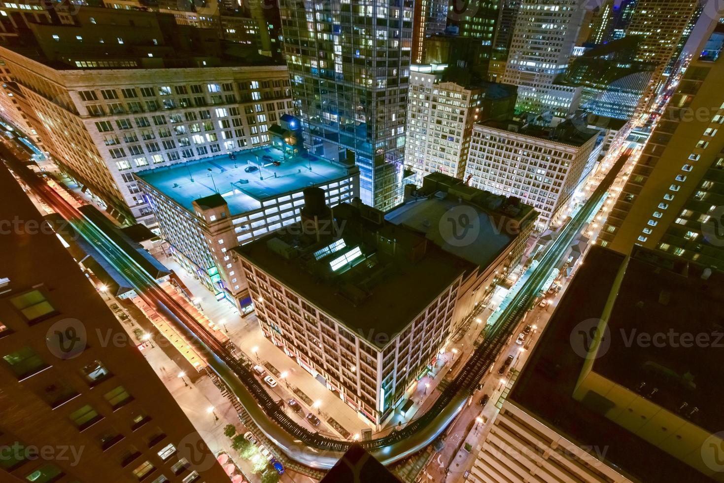 vista aérea dos trens elevados de chicago foto