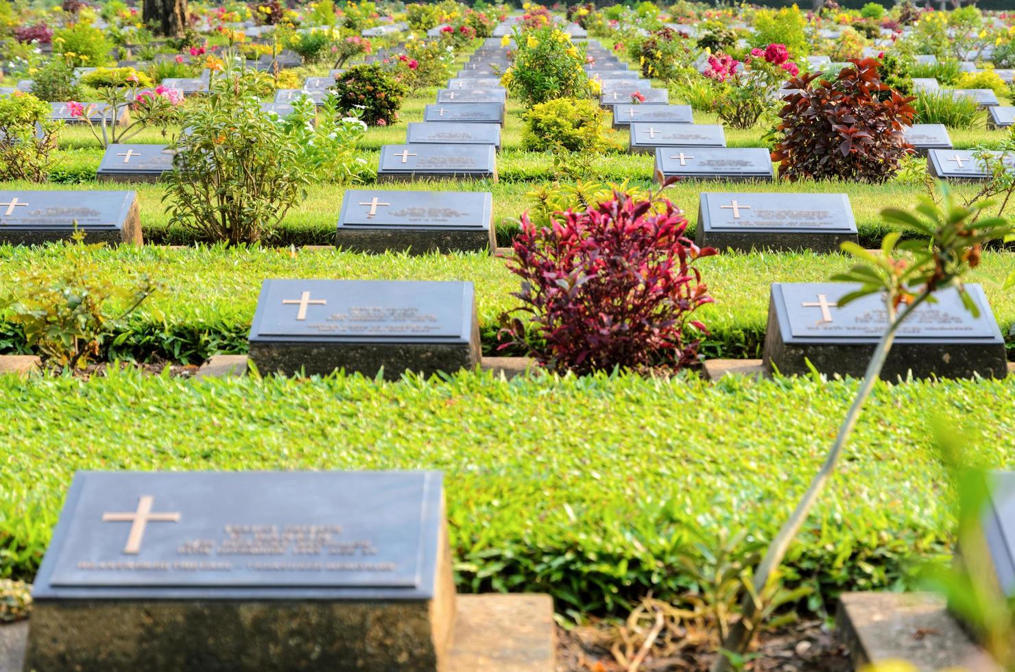 cemitério de guerra de kanchanaburi em don rak foto