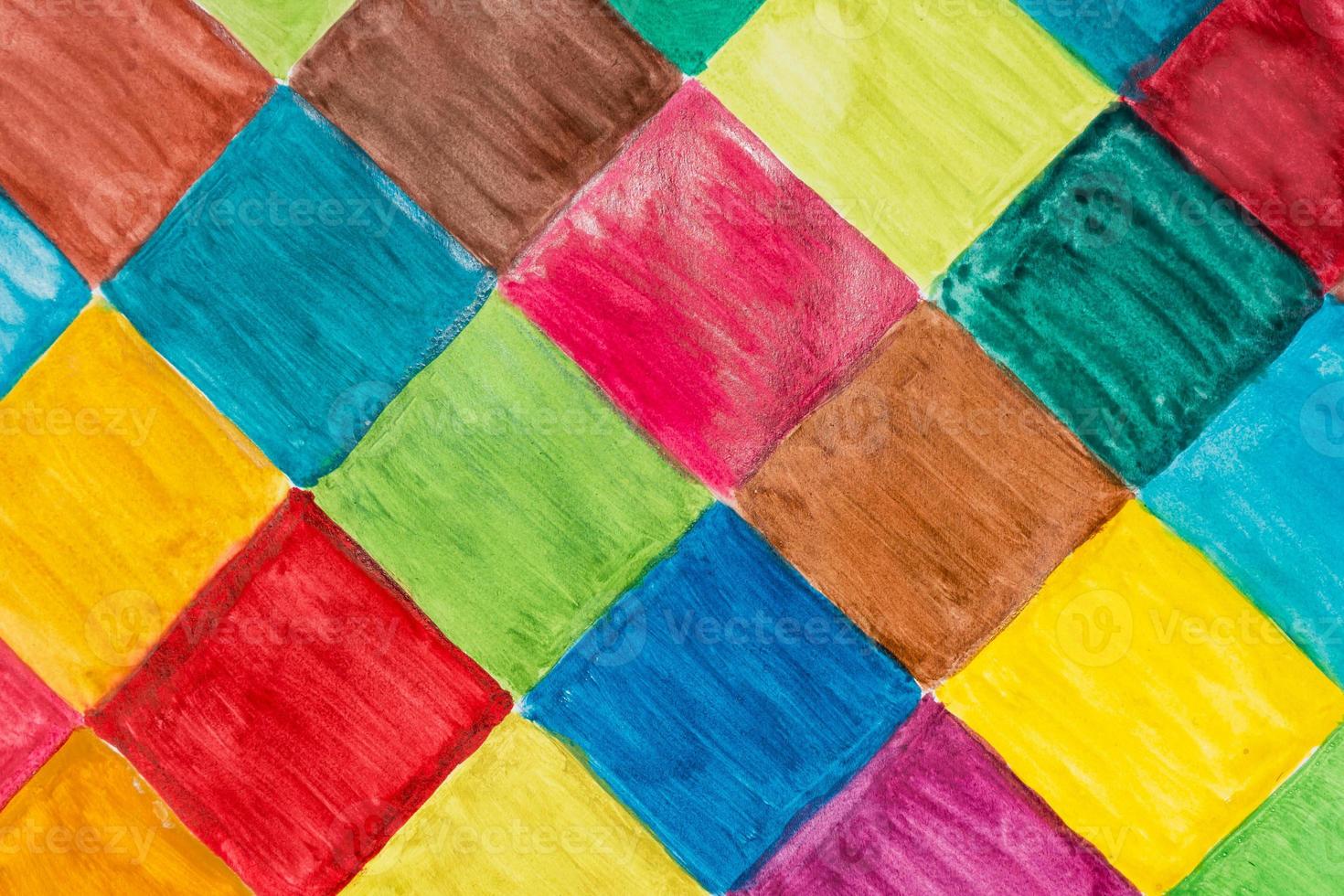 quadrados multicoloridos pintados em aquarela. foto