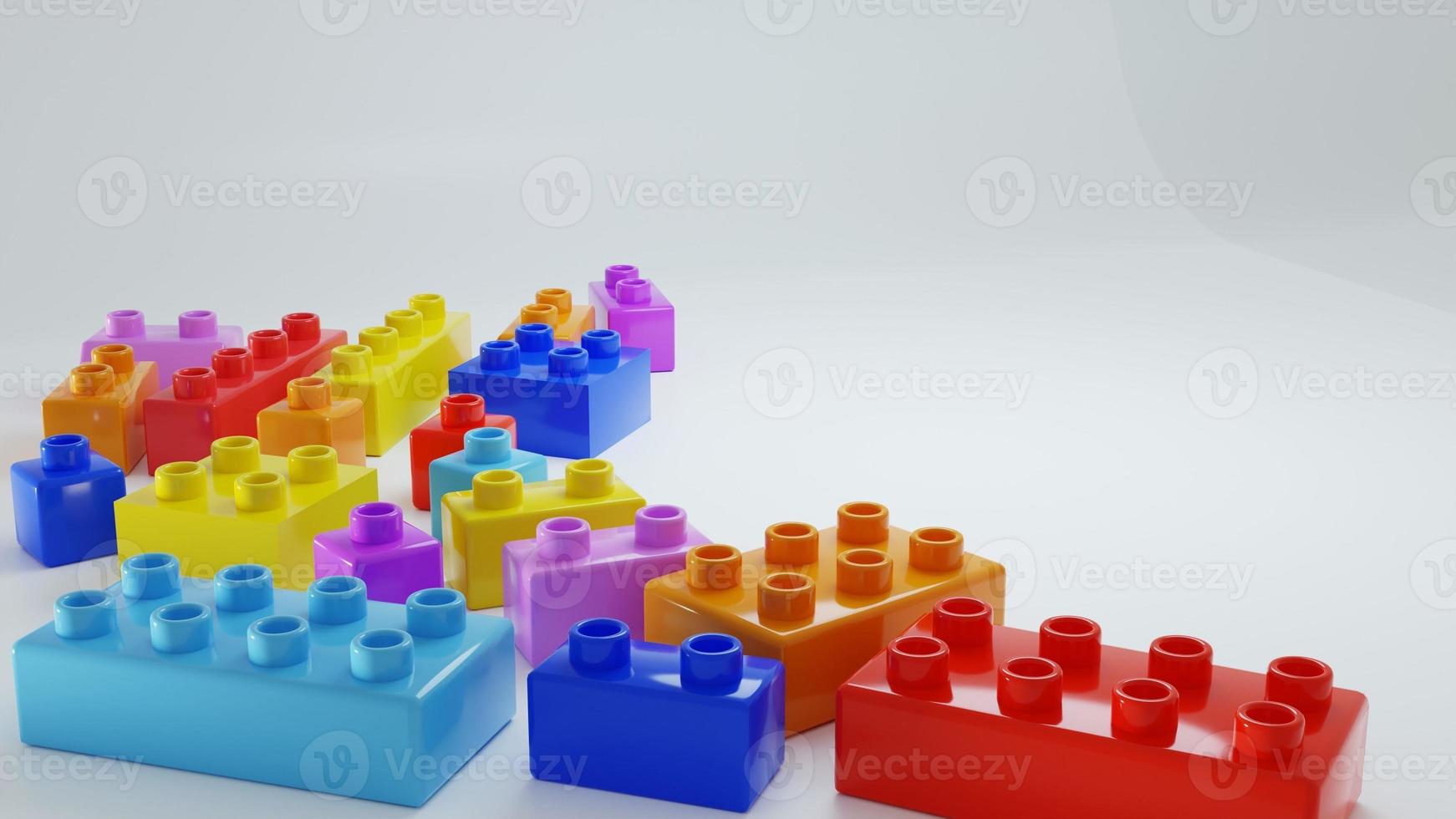 cópia-espaço de brinquedo de tijolo colorido. adequado para fundos temáticos infantis alegres foto