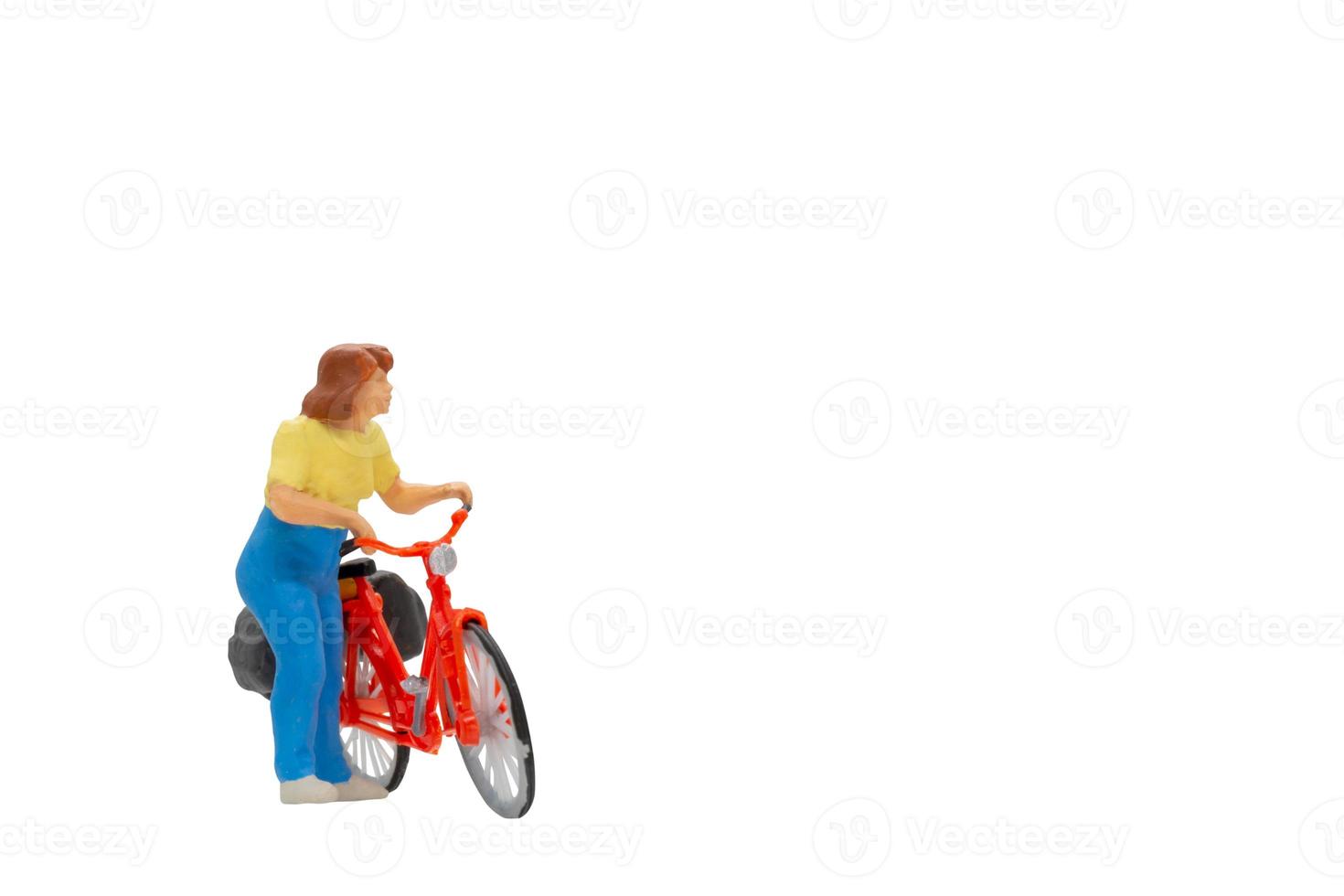 ciclista com um alforje isolado no fundo branco com traçado de recorte foto