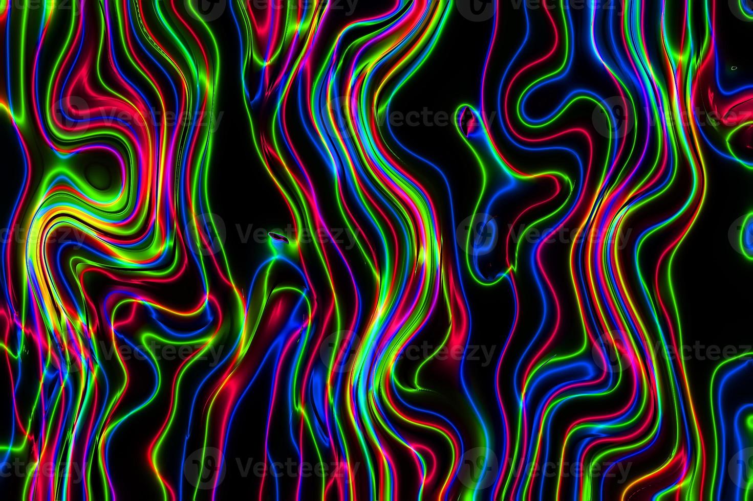 fundo de linhas de néon abstratas, textura de cores de néon listradas abstratas, fundo ondulado líquido abstrato foto