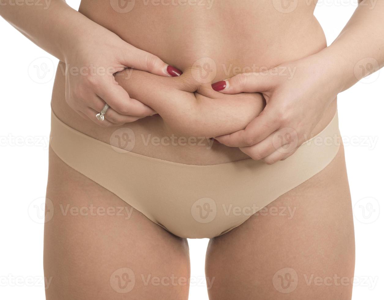 mulher com sobrepeso com coxas gordas, obesidade feminina foto