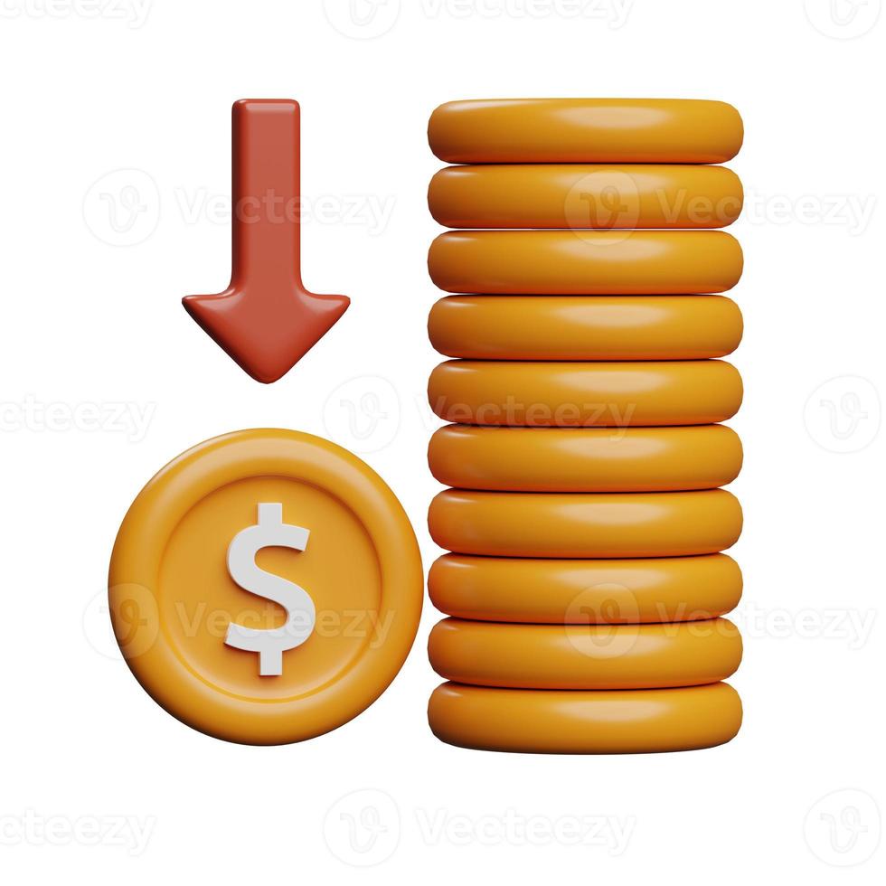 design de ícone de renda de moeda de ouro 3d foto