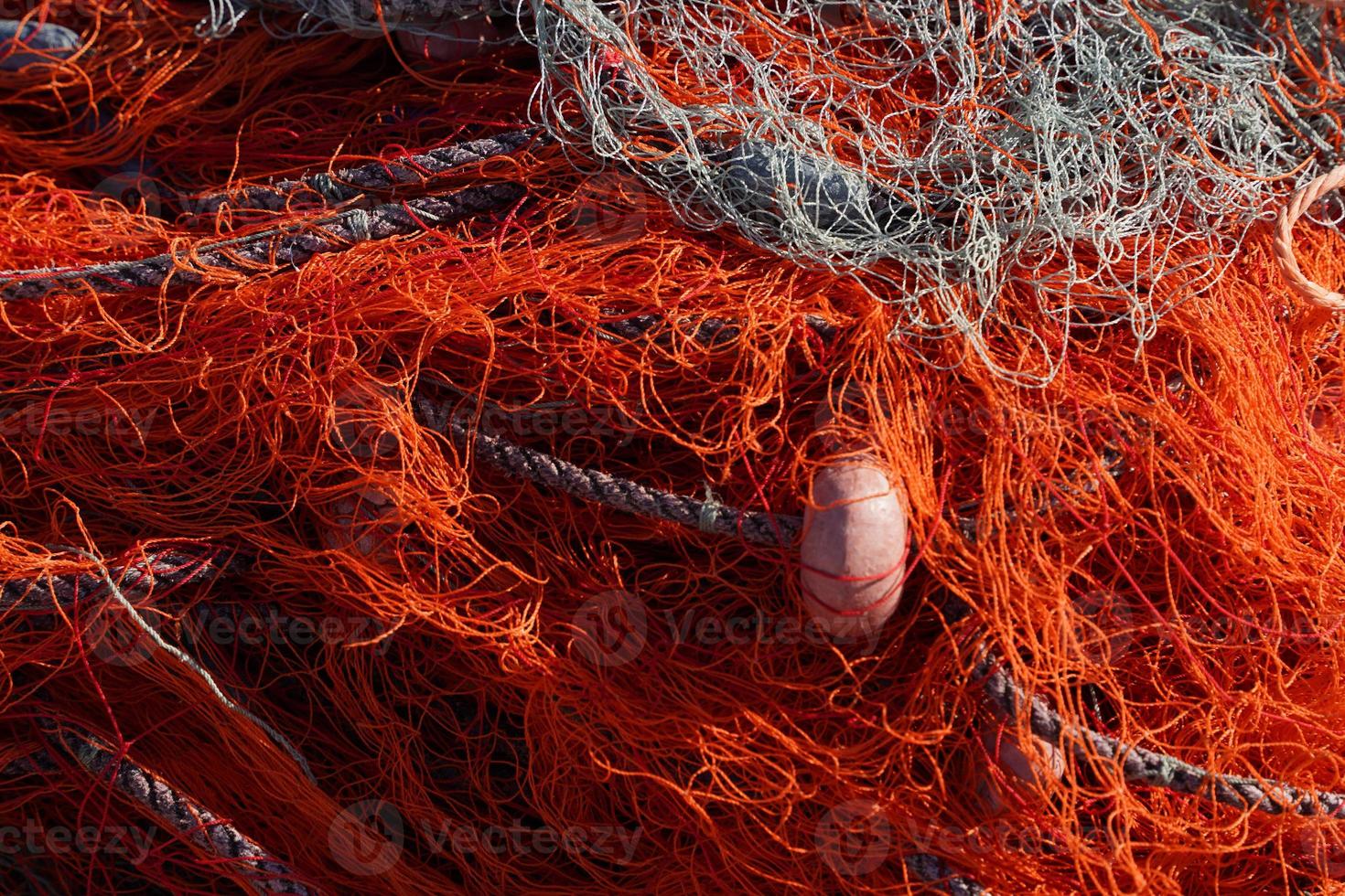 detalhe da rede de pesca dos pescadores foto