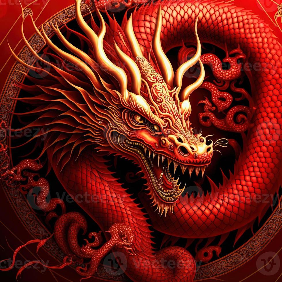 feliz ano novo chinês personagem de dragão realista de fundo foto