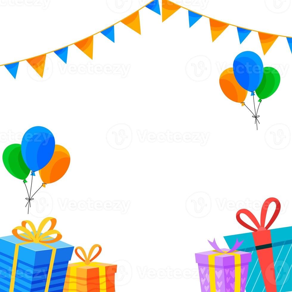 fundo de feliz aniversário com balão e confete foto