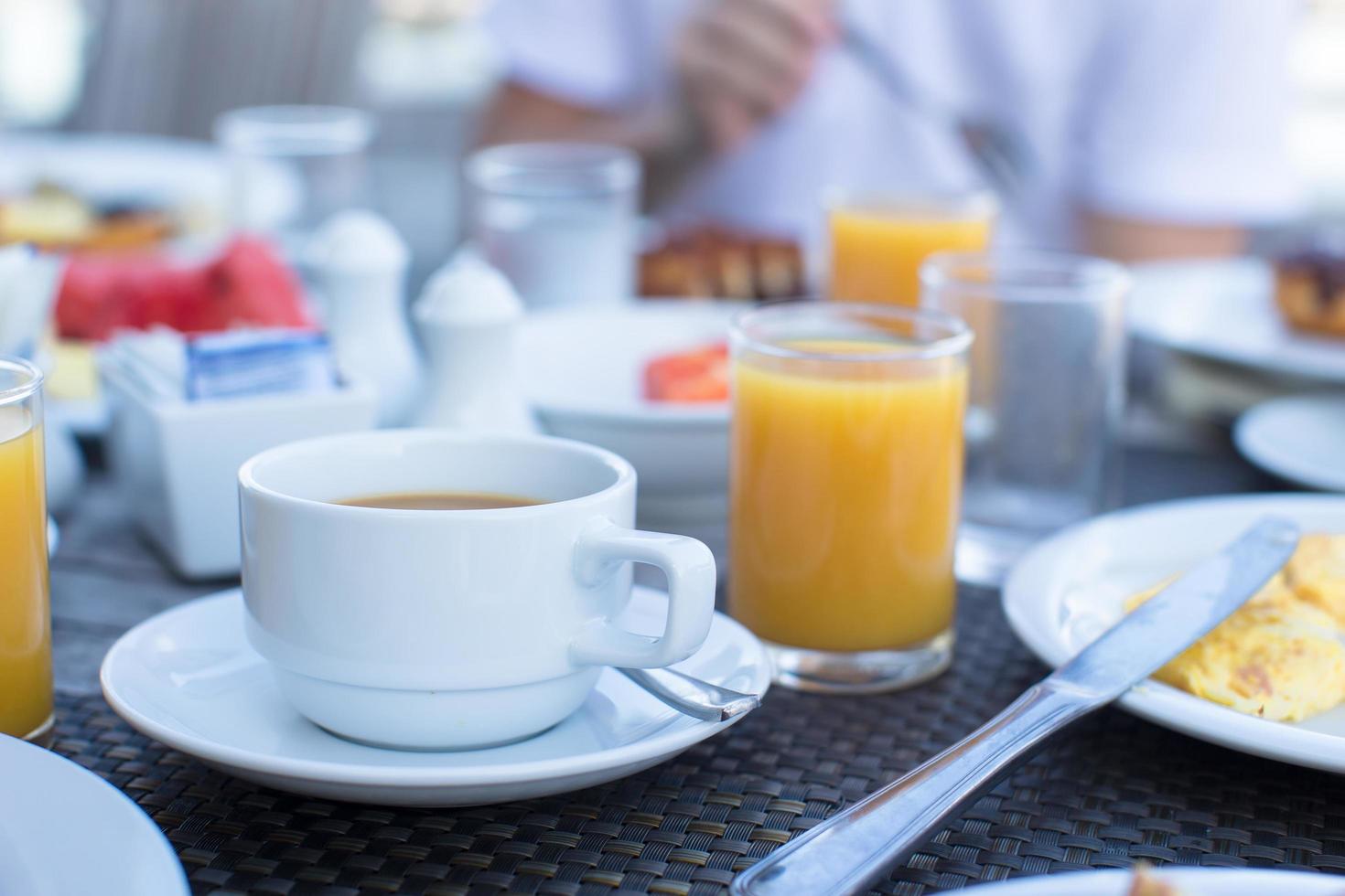 café e suco de laranja foto